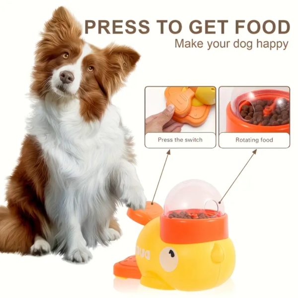 1pc Interactive Duck-Shaped Dog Food Dispenser Toy - Manual Press Feeder for Small, Medium, Large Dogs, Durable Plastic Puzzle Toy with Orange Beak and Feet, No Batteries Required, All Breed Sizes Compatible - 图片 2
