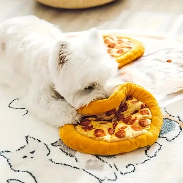 Plush Pepperoni Pizza Dog Toy - Durable Squeaky Chew Toy with Interactive Features, Soft Polyester, Ideal for All Breeds - Mimics Real Pizza Slice Design, Pizza Toy - 图片 4