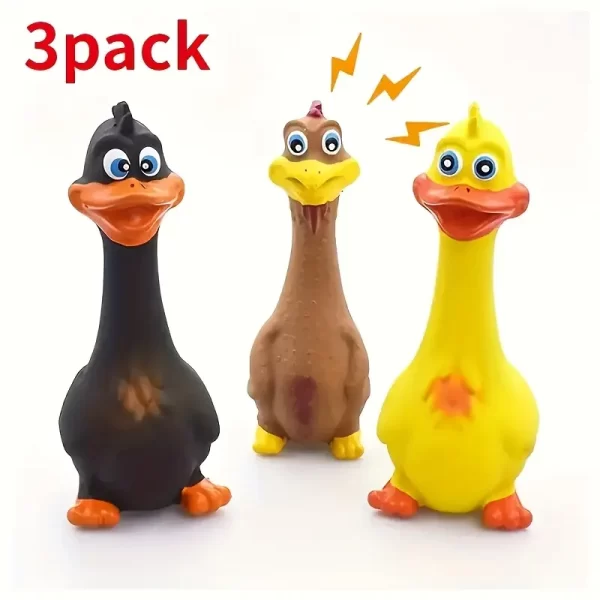 3pcs/1pc Squeaky Chicken Dog Toy-Durable Rubber Duck Chew Toys, with Screaming Sound, Bite-resistant and Grinding Teeth, Suitable for All Breeds of Interactive Pet Play