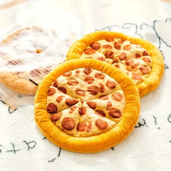 Plush Pepperoni Pizza Dog Toy - Durable Squeaky Chew Toy with Interactive Features, Soft Polyester, Ideal for All Breeds - Mimics Real Pizza Slice Design, Pizza Toy