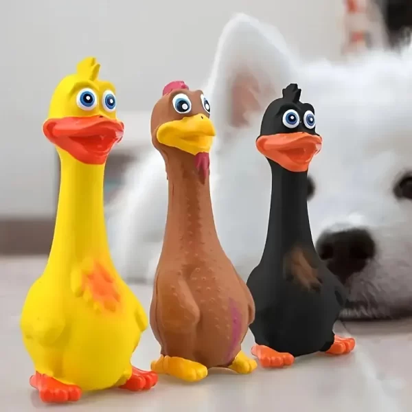 3pcs/1pc Squeaky Chicken Dog Toy-Durable Rubber Duck Chew Toys, with Screaming Sound, Bite-resistant and Grinding Teeth, Suitable for All Breeds of Interactive Pet Play - 图片 2